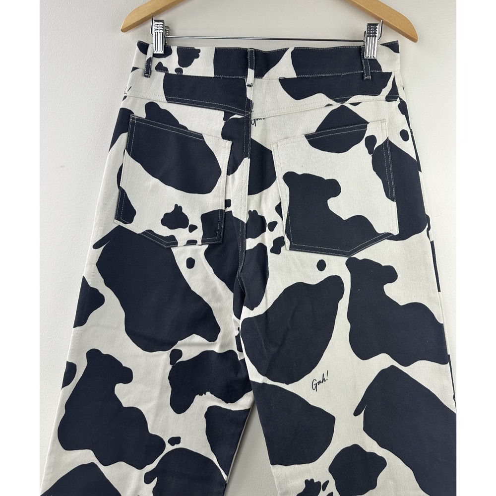 Lisa Says Gah Robyn High Waisted Jean in Cow Print Straight Leg Ankle Size 32 - Picture 8 of 14